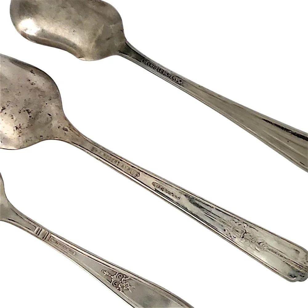 Vintage Mismatched Silverplate Spoons, Teaspoon, Sugar Spoon, etc., 5 pcs.